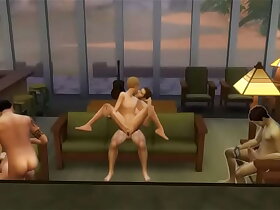 All male Sims having sex in the library area