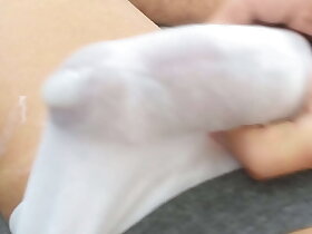 I jerk absent and cum with my white underwear on