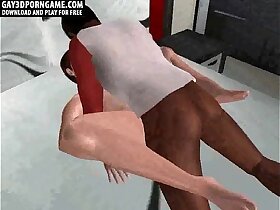Horny 3D cartoon prevent a rough out fucked by an Negroid stud