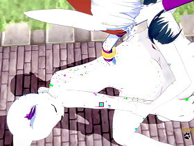 Digimon Pokemon Furry Yaoi Yiff 3D - Cinderace x Gatomon blowjob and fucked with creampie in his ass - Japanese anime manga