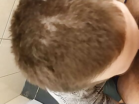 Deep throat blowjob in a mall restroom