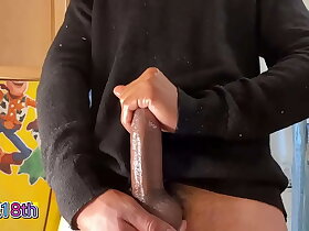 18 year old Japanese twink with a beamy bushwa cums in the bathroom