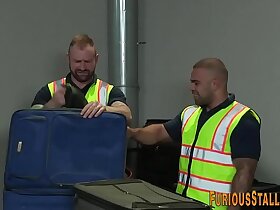 Toyed buff gay bear cums