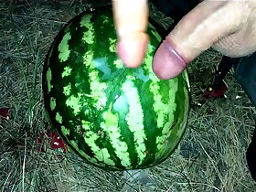I low a WATERMELON in the forest and fucked it with twosome members / Male orgasm / Russian dirty talk / Dildo