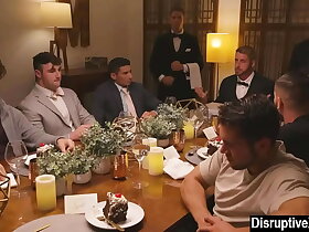 Rich cheerful guy invites his ex-boyfriends for gangbang